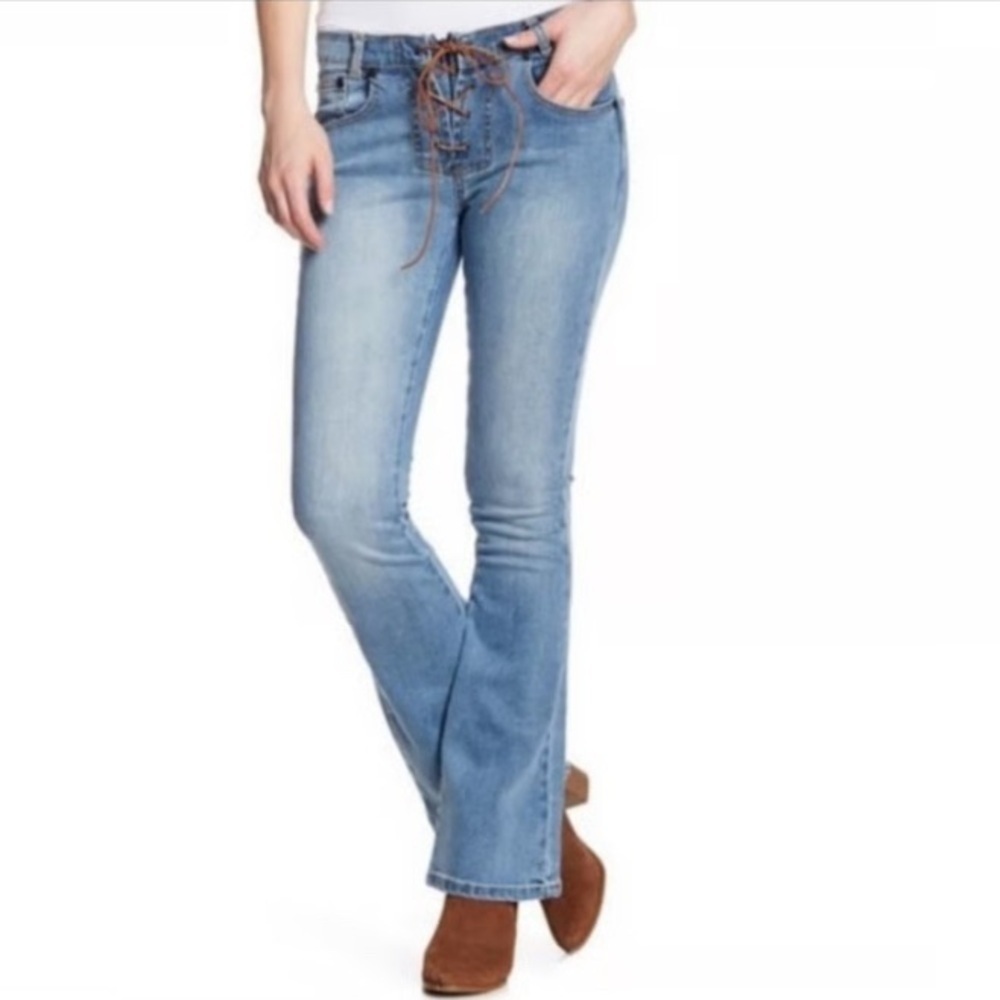one x teaspoon sissy flare leg lace up jeans size 24 revolve hippie cowgirl